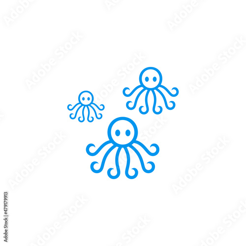 three octopus icon symbol design vector.