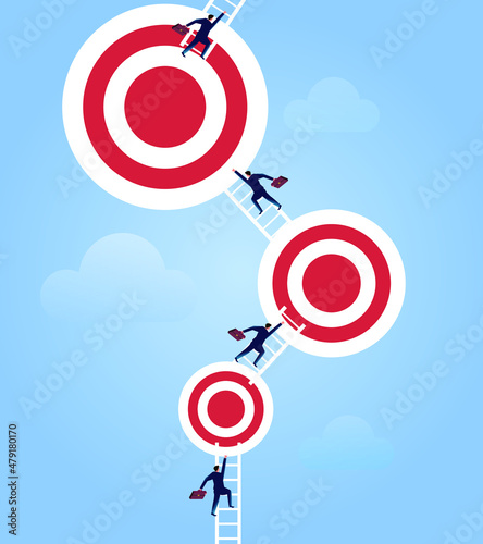Businessman climbing a big bullion, business concept illustration