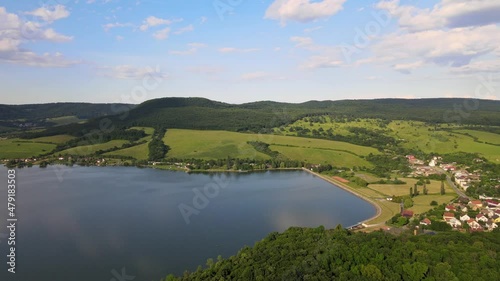 Aerial view of Teply vrch reservoir in Slovakia photo