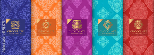 Luxury packaging design of chocolate bars. Vintage vector ornament template. Elegant, classic elements. Great for food, drink and other package types. Can be used for background and wallpaper.