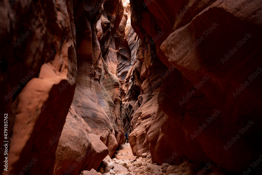Single Hiker Enjoying The View of Buckskin Gulch Single Hiker Enjoying The View of Buckskin Gulch