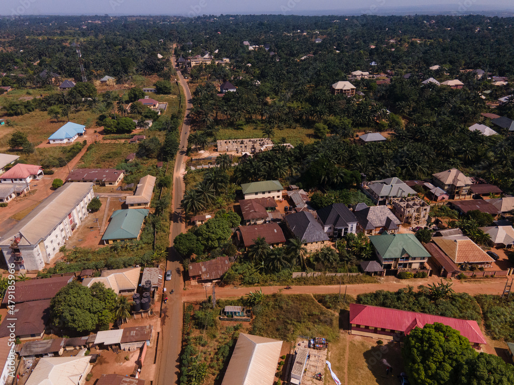 An aerial image of Umunze, Anambra showing the village and its environs