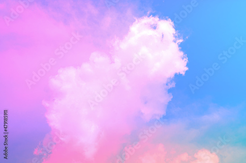 beauty sweet pastel blue pink colorful with fluffy clouds on sky. multi color rainbow image. abstract fantasy growing light