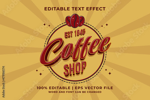 Editable text effect - Coffee Shop Vintage template style premium vector