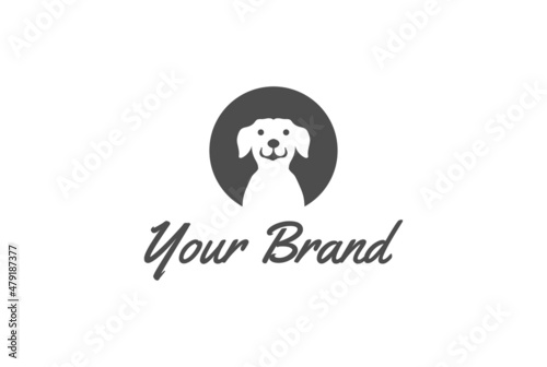 Simple Minimalist Dog Puppy for Pet Clinic Logo Design Vector