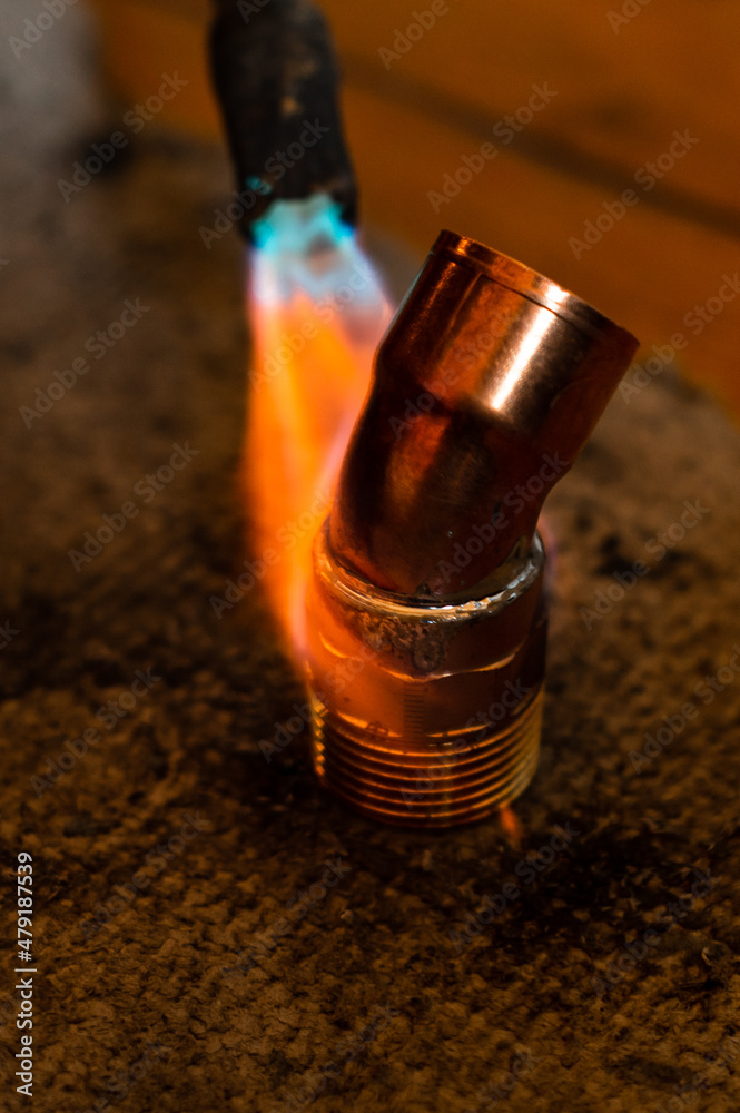 Copper soldering, work process of installation and soldering of copper