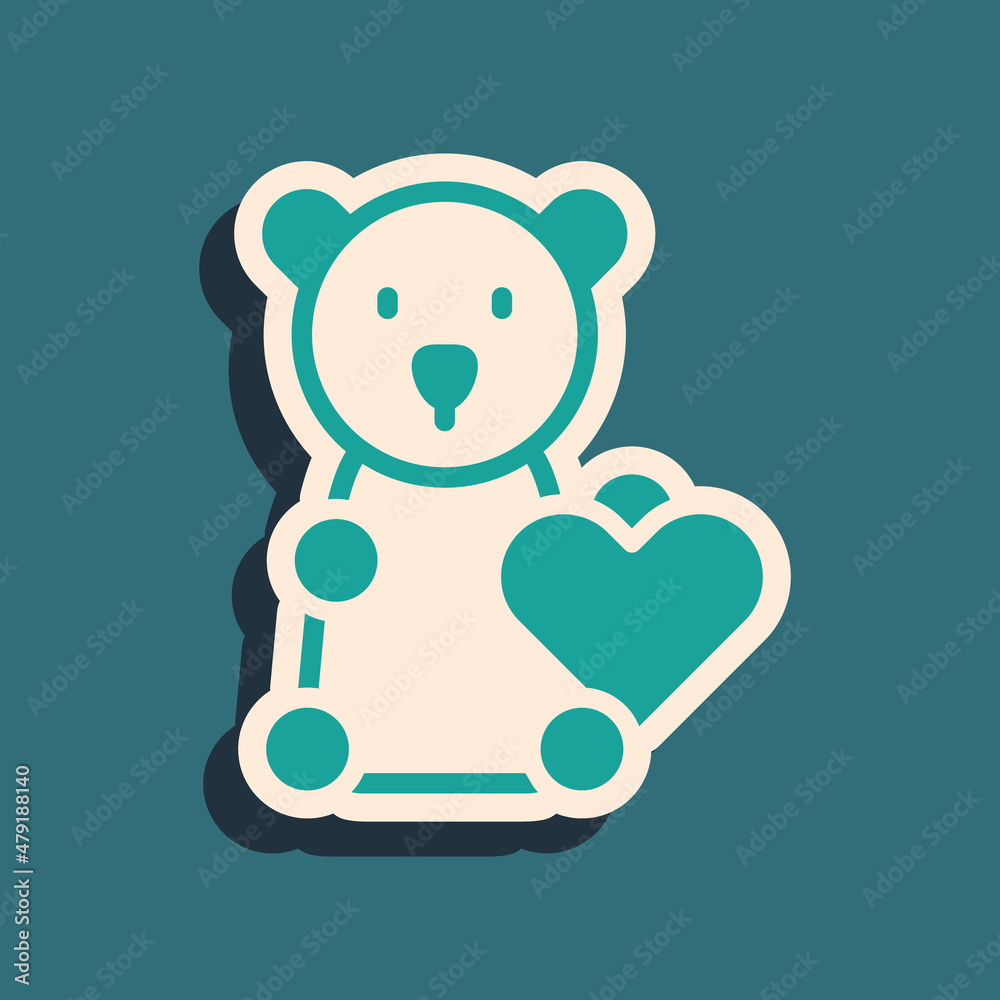 Green Donate child toys icon isolated on green background. Charity kindness, volunteer social assistance. Long shadow style. Vector Green Donate child toys icon isolated on green background. Charity kindness, volunteer social assistance. Long shadow style. Vector