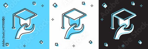Set Education grant icon isolated on blue and white, black background. Tuition fee, financial education, budget fund, scholarship program, graduation hat. Vector
