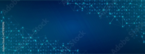 Abstract background technology. Poster design template. Texture with geometric shapes, lines, glowing dots, neon light and triangles pattern.Twinkling stars. Vector illustration