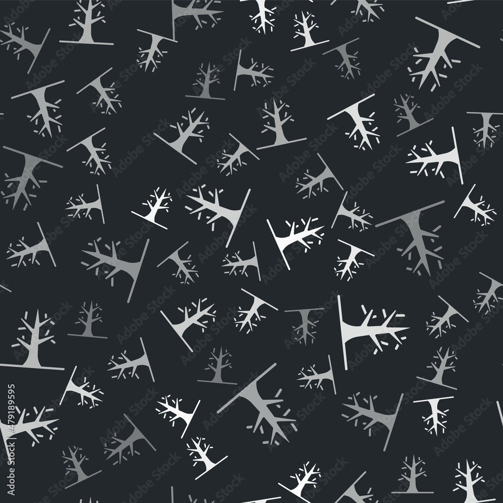 Grey Bare tree icon isolated seamless pattern on black background. Vector Grey Bare tree icon isolated seamless pattern on black background. Vector