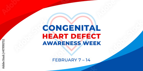 Congenital heart defect awareness week. Vector web banner, poster, card for social media, networks. Text Congenital heart defect awareness week, february 7-14.