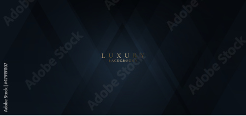 Elegant abstract dark blue triangles shapes overlapping layered on black background