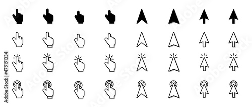 Computer Mouse Pointer Set - Different Black Vector Icons Isolated On White Background