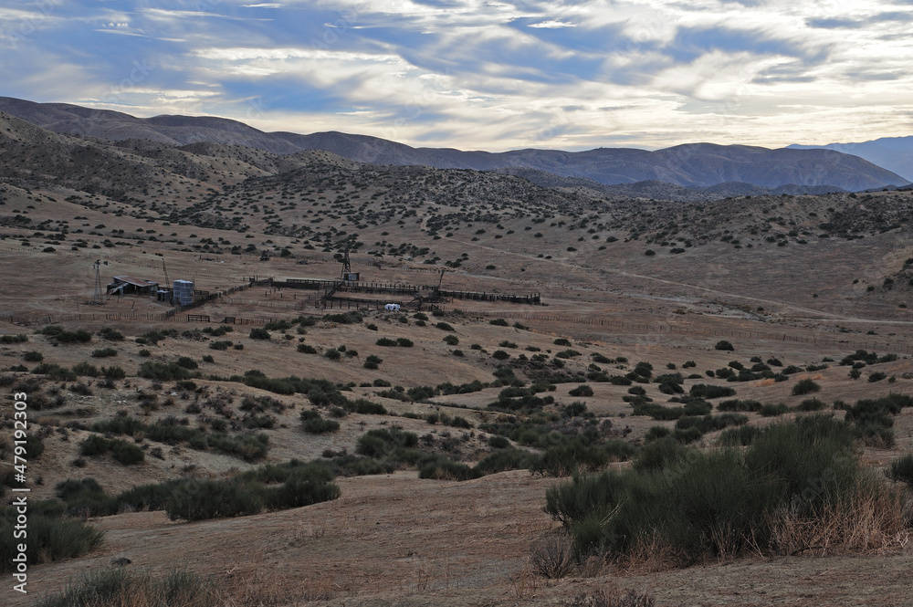 Naklejka premium Abandoned cattle stockyard in Carrizo Plain.