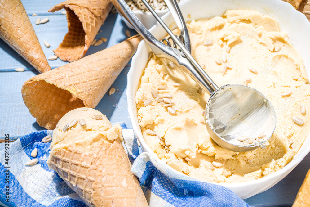 Sunflower seeds ice cream Stock Photo Adobe Stock