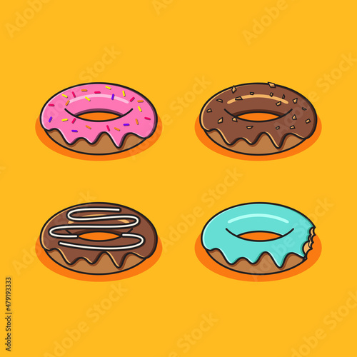 Donuts of various flavors illustration