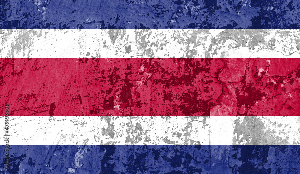Costa Rica flag on old paint on wall. 3D image Costa Rica flag on old paint on wall. 3D image