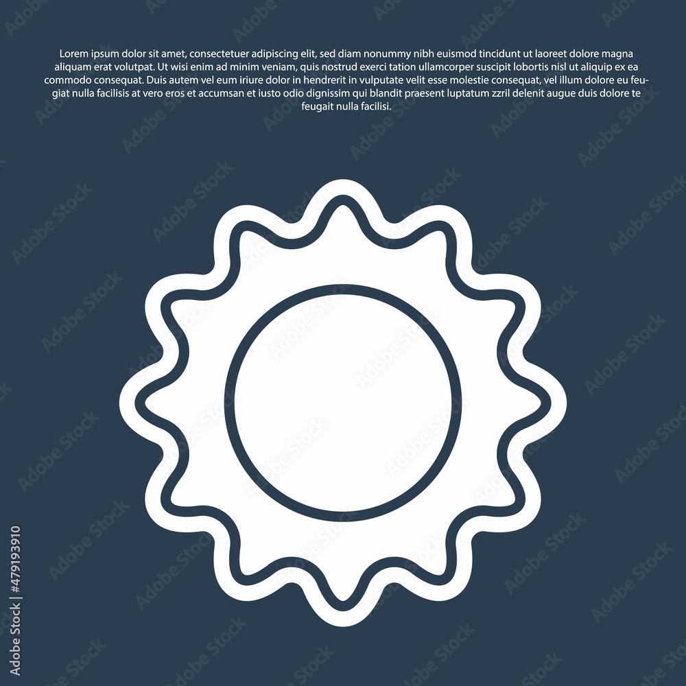 Blue line Sun icon isolated on blue background. Summer symbol. Good sunny day. Vector