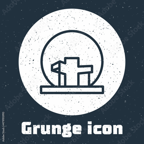 Grunge line Montreal Biosphere icon isolated on grey background. Monochrome vintage drawing. Vector