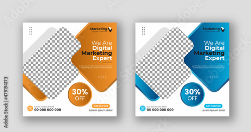 Business social media post square flyer Digital marketing banner template