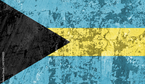 The Bahamas flag on old paint on wall. 3D image © Майя Руднева