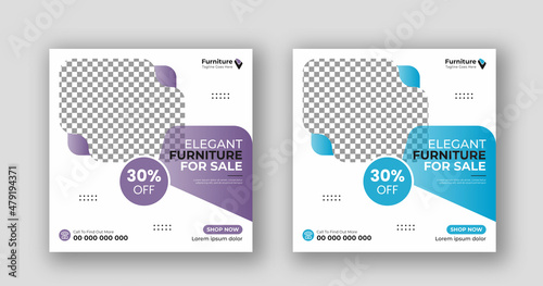 Business social media post square flyer furniture sale banner template