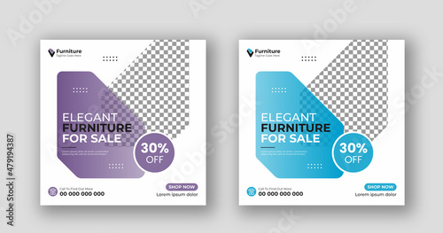 Business social media post square flyer furniture sale banner template