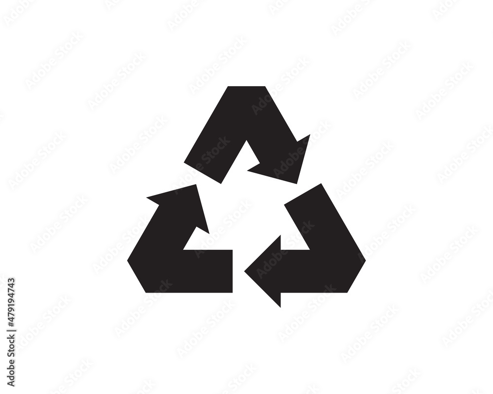 Recycling icon of arrows triangle. Eco friendly recycle symbol. Vector environment mark Recycling icon of arrows triangle. Eco friendly recycle symbol. Vector environment mark