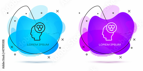 Line Beekeeper icon isolated on white background. Special protective uniform. Abstract banner with liquid shapes. Vector