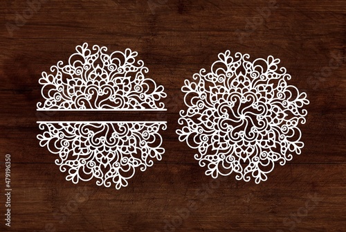 Vector image of a mandala for your creation.
Suitable for cutting. (vinyl, plywood ..)
Complete graphics without holes.