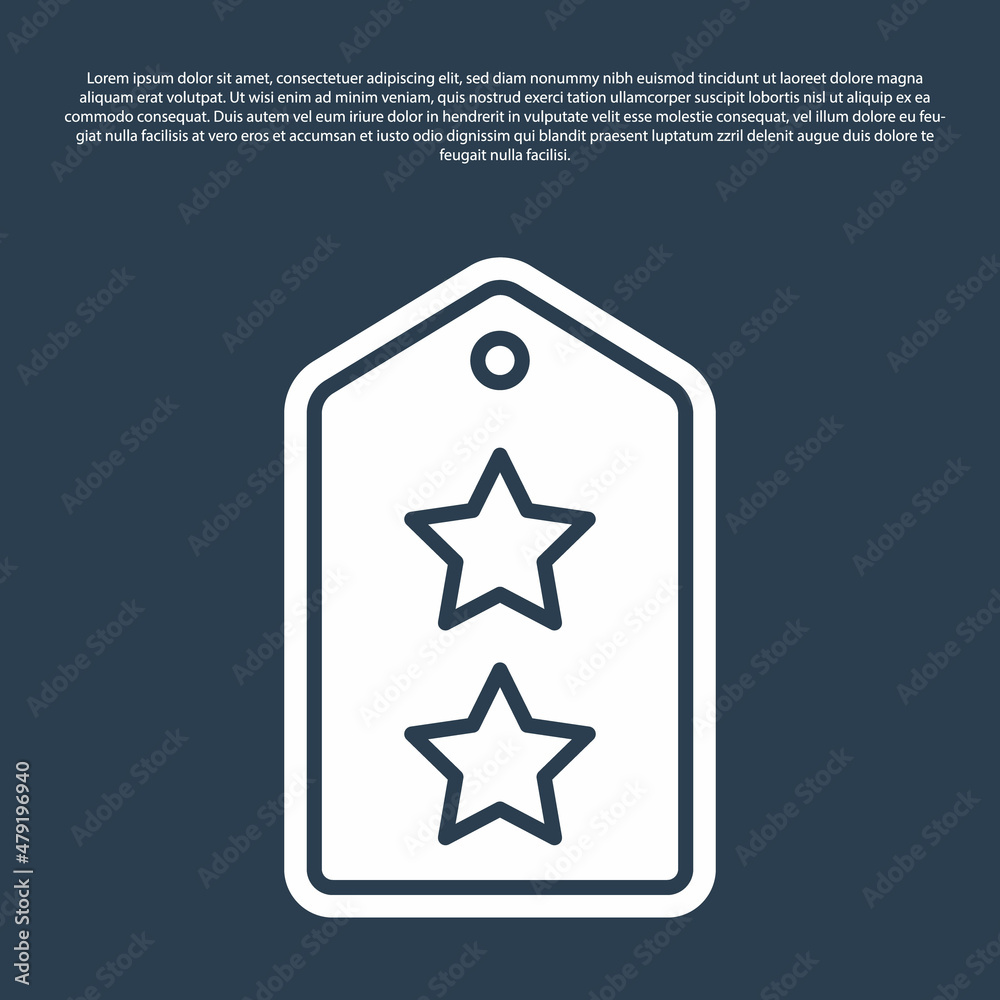 Blue line Military rank icon isolated on blue background. Military badge sign. Vector Blue line Military rank icon isolated on blue background. Military badge sign. Vector
