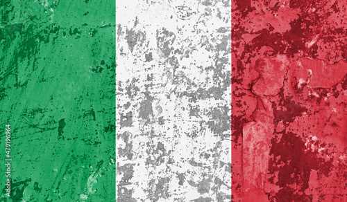 Italy flag on old paint on wall. 3D image © Майя Руднева