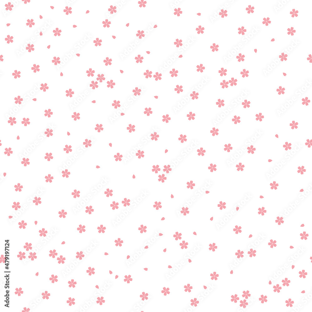 和柄-桜の小花のシームレスなパターン。テキスタイル、壁紙、包装紙のデザイン。