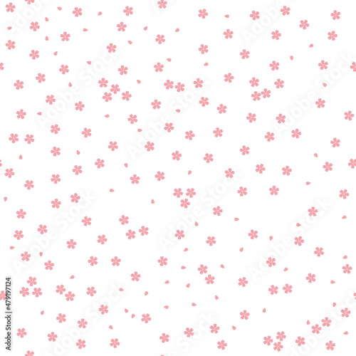 和柄-桜の小花のシームレスなパターン。テキスタイル、壁紙、包装紙のデザイン。