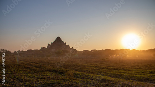 Sunset over the temples of Bagan  Myanmar