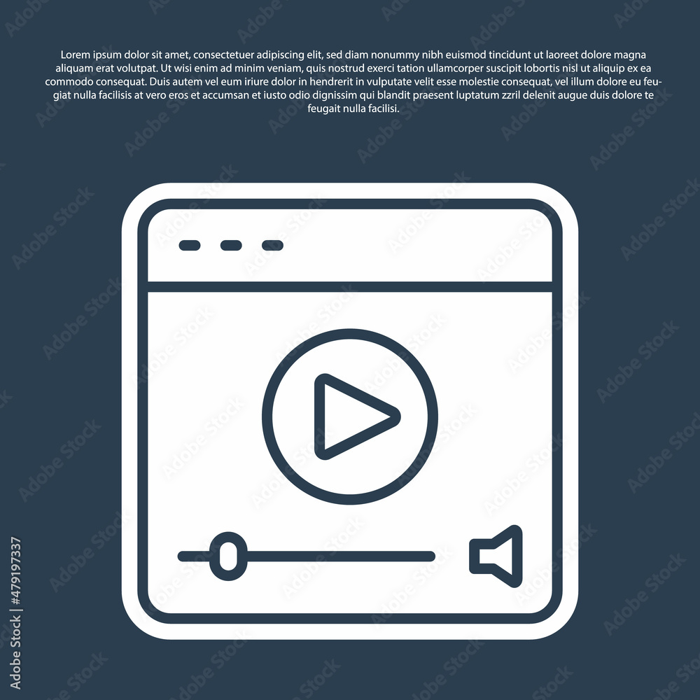 Blue line Online play video icon isolated on blue background. Film strip with play sign. Vector Blue line Online play video icon isolated on blue background. Film strip with play sign. Vector