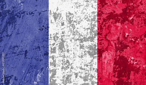 France flag on old paint on wall. 3D image © Майя Руднева
