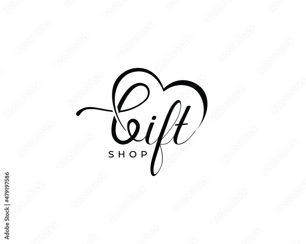 Letter gift initial handwriting vector logo design, gift shop logo design, gift shop love vector logo design Letter gift initial handwriting vector logo design, gift shop logo design, gift shop love vector logo design