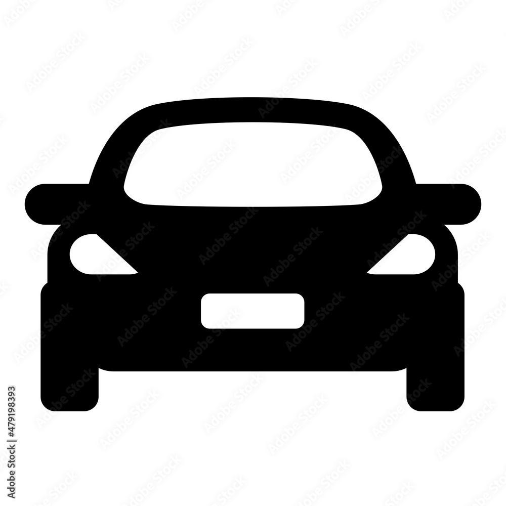 Car front view vector icon simple illustration isolated on a white background