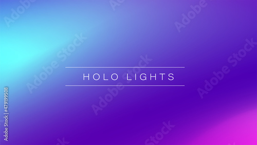 Holo Lights. Vector Blue Purple Hologram Dreamy Background. Rainbow Iridescent Gradient. Minimalist Holographic Fluid Wallpaper. Neon Opalescent Banner. Modern Tech Music Design.