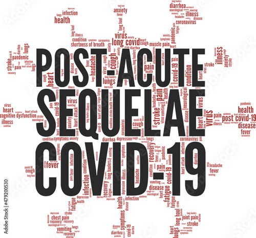 POSC - Post Acute Sequelae Covid-19 conceptual vector illustration word cloud isolated on white background.