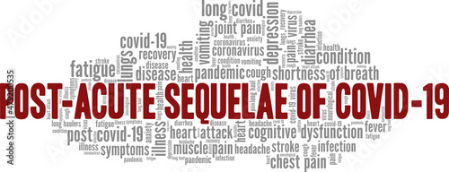 POSC - Post Acute Sequelae Covid-19 conceptual vector illustration word cloud isolated on white background.