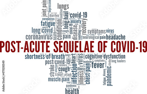 POSC - Post Acute Sequelae Covid-19 conceptual vector illustration word cloud isolated on white background.