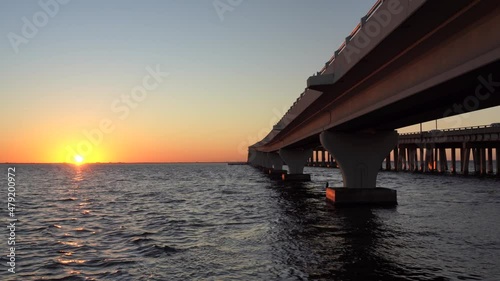 Florida Tampa bay bridge at sunset 