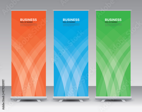Business Roll Up set. roll up banner design. wave abstract background template. banner stand or flag design. j-flag, x stand, x banner, exhibition show, Stand Design, flyer, poster, ads, vector