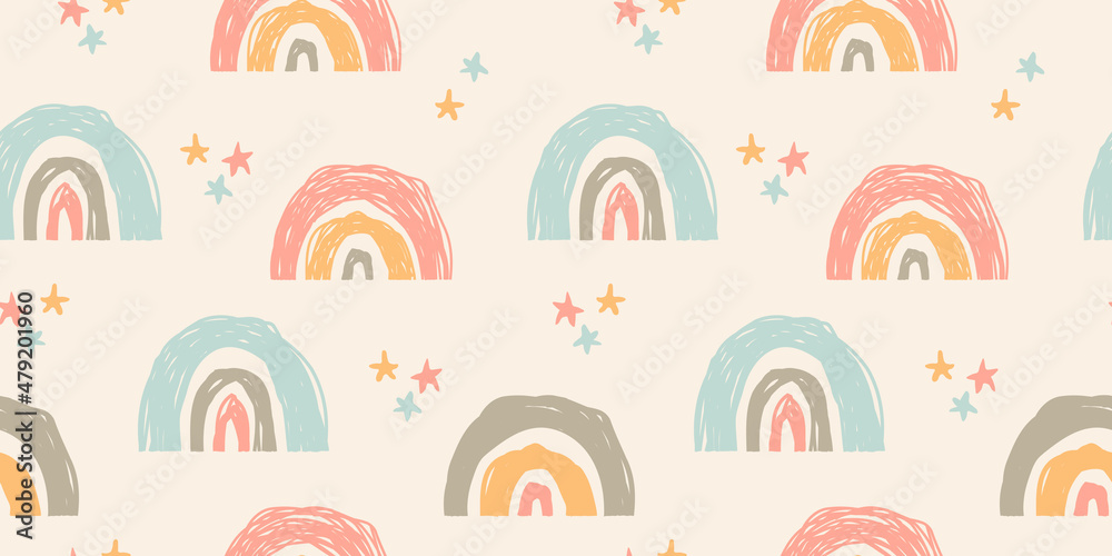 Abstract Scandinavian rainbow shapes pattern Abstract Scandinavian rainbow shapes pattern