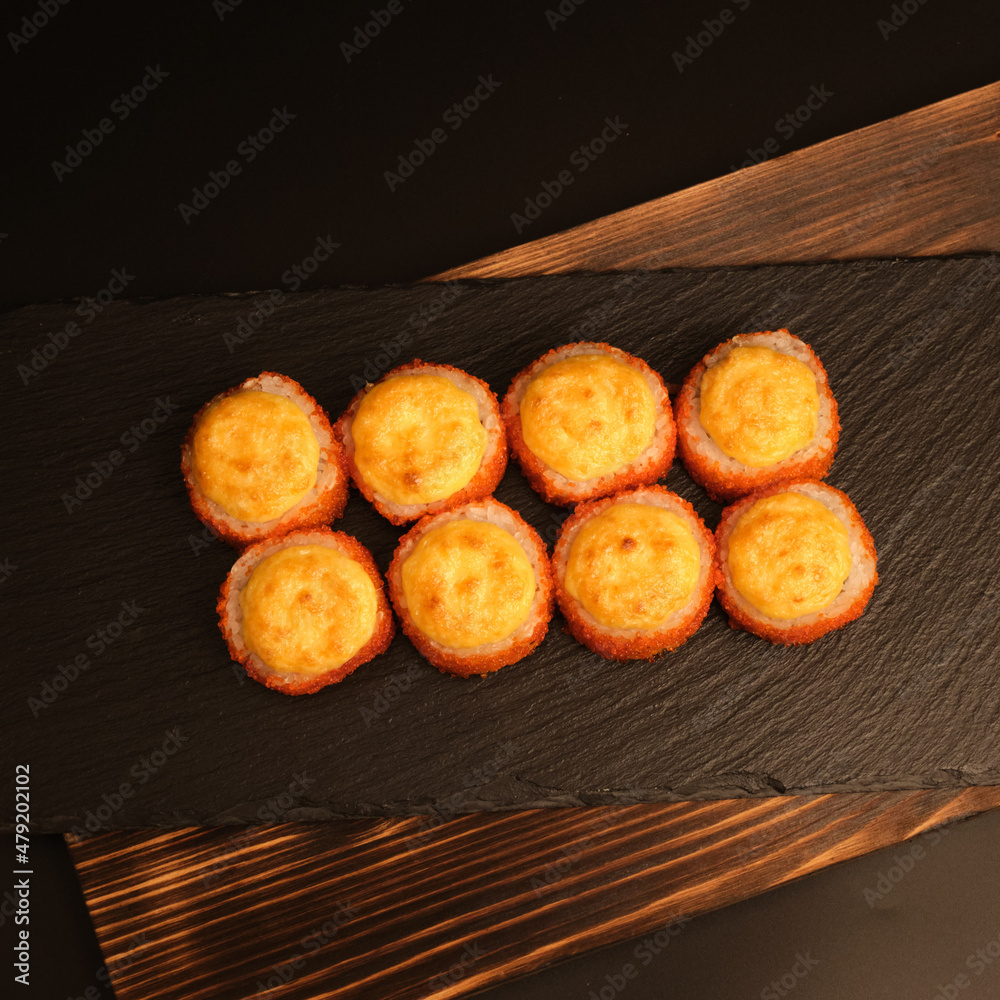 sushi rolls on a color background, minimalism sushi rolls on a color background, minimalism