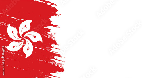 Hong Kong flag with brush paint textured isolated  on png or transparent background,Symbol of Hong Kong,template for banner,promote, design, and business matching country poster, vector illustration