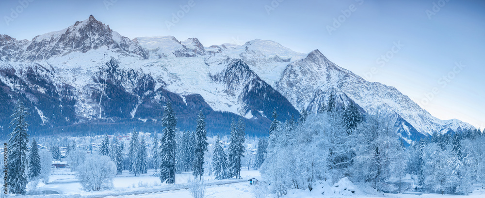 La Vallée de Chamonix-Mont-Blanc en saison d'hiver en France