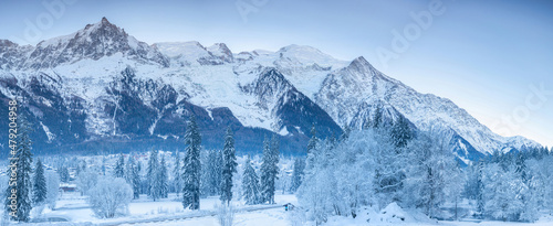 La Vallée de Chamonix-Mont-Blanc en saison d'hiver en France